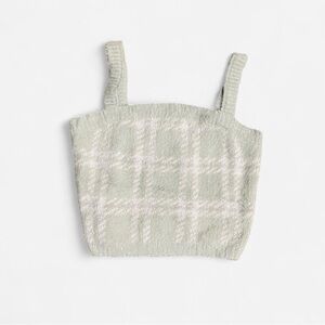 Kendall & Kylie Soft Knit Top in Green and White